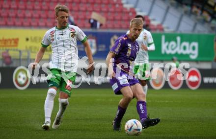 Fussball Bundesliga. SK Austria Klagenfurt gegen SC Austria Lustenau.  Christopher CVetko, (Klagenfurt), Pius Grabher  (Lustenau). Klagenfurt, am 8.10.2022.
Foto: Kuess
---
pressefotos, pressefotografie, kuess, qs, qspictures, sport, bild, bilder, bilddatenbank