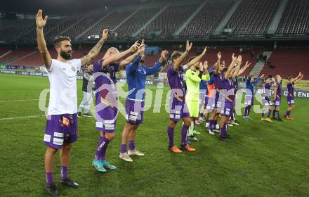 Fussball Bundesliga. SK Austria Klagenfurt gegen SC Austria Lustenau.  Jubel Kosmas Gkezos (Klagenfurt). Klagenfurt, am 8.10.2022.
Foto: Kuess
---
pressefotos, pressefotografie, kuess, qs, qspictures, sport, bild, bilder, bilddatenbank