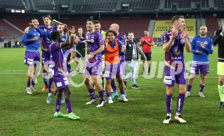 Fussball Bundesliga. SK Austria Klagenfurt gegen SC Austria Lustenau.  Jubel (Klagenfurt). Klagenfurt, am 8.10.2022.
Foto: Kuess
---
pressefotos, pressefotografie, kuess, qs, qspictures, sport, bild, bilder, bilddatenbank