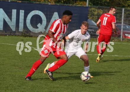 Fussball. Kaerntner Liga.  KAC gegen Atus Ferlach.   Sandro Jose Da Silva (KAC),   Marjan Ogris-Martic (Ferlach).  Klagenfurt,  am 15.10.2022. 
Foto: Kuess
---
pressefotos, pressefotografie, kuess, qs, qspictures, sport, bild, bilder, bilddatenbank