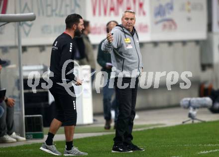 Fussball Bundesliga. SK Austria Klagenfurt gegen LASK   Sandro Zakany, Trainer Peter Pacult (Klagenfurt). Klagenfurt, am 15.10.2022.
Foto: Kuess
---
pressefotos, pressefotografie, kuess, qs, qspictures, sport, bild, bilder, bilddatenbank