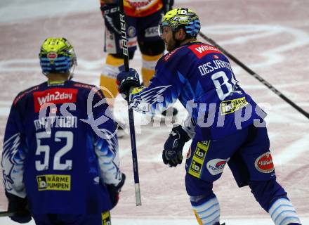 EBEL. Eishockey Bundesliga. EC VSV gegen Migross Supermercati Asiago Hockey.  Torjubel Andrew Desjardins, Nicolas Rivett-Mattinen (VSV). Villach, am 18.10.2022.
Foto: Kuess
www.qspictures.net
---
pressefotos, pressefotografie, kuess, qs, qspictures, sport, bild, bilder, bilddatenbank