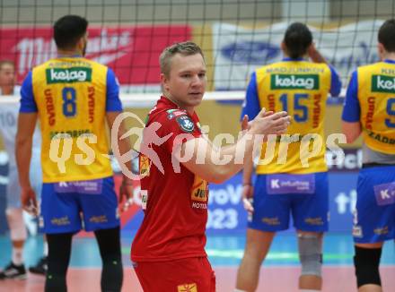 Volleyball. CEV Cup. SK Zadruga Aich/Dob gegen Calcit Kamnik. Manuel Steiner  (Aich/Dob). Bleiburg, am 19.10.2022.
Foto: Kuess
---
pressefotos, pressefotografie, kuess, qs, qspictures, sport, bild, bilder, bilddatenbank