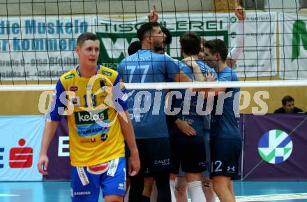 Volleyball. CEV Cup. SK Zadruga Aich/Dob gegen Calcit Kamnik.  Jubel Kamnik. Bleiburg, am 19.10.2022.
Foto: Kuess
---
pressefotos, pressefotografie, kuess, qs, qspictures, sport, bild, bilder, bilddatenbank