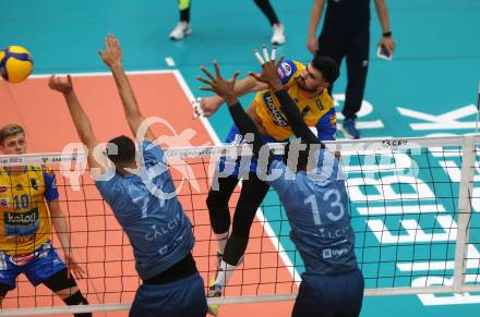 Volleyball. CEV Cup. SK Zadruga Aich/Dob gegen Calcit Kamnik. Anastasios Aspiotis  (Aich/Dob). Bleiburg, am 19.10.2022.
Foto: Kuess
---
pressefotos, pressefotografie, kuess, qs, qspictures, sport, bild, bilder, bilddatenbank