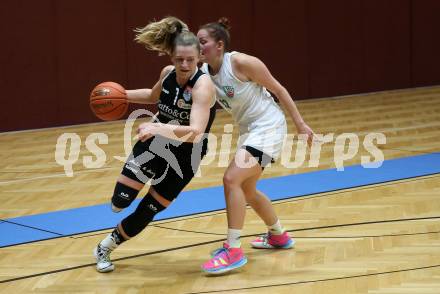 Basketball Damen Superliga. Grunddurchgang 4. Runde. KOS Celovec Damen gegen Basket Flames Women.  Patricia Pauer (KOS),   LouLou Kenens (Basket Flames). Klagenfurt, 22.10.2022.
Foto: Kuess
---
pressefotos, pressefotografie, kuess, qs, qspictures, sport, bild, bilder, bilddatenbank