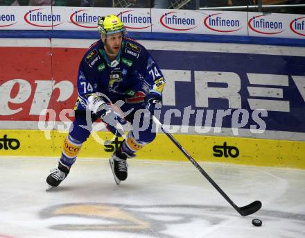 EBEL. Eishockey Bundesliga. EC VSV gegen EC Red Bull Salzburg. Kevin Moderer  (VSV). Villach, am 23.10.2022.
Foto: Kuess
www.qspictures.net
---
pressefotos, pressefotografie, kuess, qs, qspictures, sport, bild, bilder, bilddatenbank