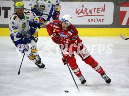 EBEL. Eishockey Bundesliga. EC KAC gegen  VSV.  Lukas Haudum, (KAC),   Anthony Luciani  (VSV). Klagenfurt, am 26.10.2022.
Foto: Kuess
www.qspictures.net
---
pressefotos, pressefotografie, kuess, qs, qspictures, sport, bild, bilder, bilddatenbank