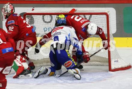 EBEL. Eishockey Bundesliga. EC KAC gegen  VSV.  David Maier,  (KAC),   Maximilian Rebernig (VSV). Klagenfurt, am 26.10.2022.
Foto: Kuess
www.qspictures.net
---
pressefotos, pressefotografie, kuess, qs, qspictures, sport, bild, bilder, bilddatenbank