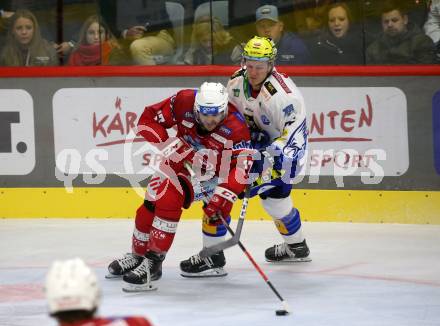 EBEL. Eishockey Bundesliga. EC KAC gegen  VSV.  Manuel Ganahl, (KAC),   Dominik Grafenthin  (VSV). Klagenfurt, am 26.10.2022.
Foto: Kuess
www.qspictures.net
---
pressefotos, pressefotografie, kuess, qs, qspictures, sport, bild, bilder, bilddatenbank