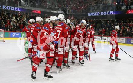 EBEL. Eishockey Bundesliga. EC KAC gegen  VSV. Jubel KAC. Klagenfurt, am 26.10.2022.
Foto: Kuess
www.qspictures.net
---
pressefotos, pressefotografie, kuess, qs, qspictures, sport, bild, bilder, bilddatenbank