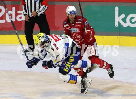 EBEL. Eishockey Bundesliga. EC KAC gegen  VSV. Paul Postma,   (KAC),  Maximilian Rebernig  (VSV). Klagenfurt, am 26.10.2022.
Foto: Kuess
www.qspictures.net
---
pressefotos, pressefotografie, kuess, qs, qspictures, sport, bild, bilder, bilddatenbank