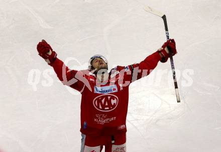 EBEL. Eishockey Bundesliga. EC KAC gegen  VSV.  Torjubel Manuel Ganahl (KAC). Klagenfurt, am 26.10.2022.
Foto: Kuess
www.qspictures.net
---
pressefotos, pressefotografie, kuess, qs, qspictures, sport, bild, bilder, bilddatenbank