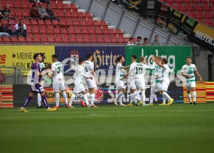 Fussball Bundesliga. SK Austria Klagenfurt gegen WSG Tirol.  Torjubel (Tirol). Klagenfurt, am 29.10.2022.
Foto: Kuess
---
pressefotos, pressefotografie, kuess, qs, qspictures, sport, bild, bilder, bilddatenbank