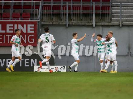 Fussball Bundesliga. SK Austria Klagenfurt gegen WSG Tirol.  Torjubel (Tirol). Klagenfurt, am 29.10.2022.
Foto: Kuess
---
pressefotos, pressefotografie, kuess, qs, qspictures, sport, bild, bilder, bilddatenbank