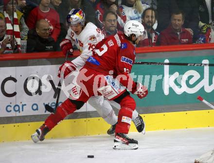 EBEL. Eishockey Bundesliga. EC KAC gegen  EC Red Bull Salzburg.  David Maier, (KAC),    Aljaz Predan  (Salzburg). Klagenfurt, am 30.10.2022.
Foto: Kuess
www.qspictures.net
---
pressefotos, pressefotografie, kuess, qs, qspictures, sport, bild, bilder, bilddatenbank