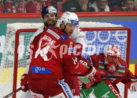 EBEL. Eishockey Bundesliga. EC KAC gegen  EC Red Bull Salzburg.  Paul Postma, Sebastian Dahm,  (KAC),  Peter Schneider  (Salzburg). Klagenfurt, am 30.10.2022.
Foto: Kuess
www.qspictures.net
---
pressefotos, pressefotografie, kuess, qs, qspictures, sport, bild, bilder, bilddatenbank