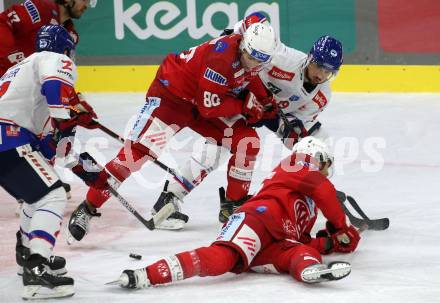 EBEL. Eishockey Bundesliga. EC KAC gegen  HC Innsbruck - Die Haie.  Nikolaus Kraus,  (KAC),    Tyler Cuma (Innsbruck). Klagenfurt, am 1.11.2022.
Foto: Kuess
www.qspictures.net
---
pressefotos, pressefotografie, kuess, qs, qspictures, sport, bild, bilder, bilddatenbank