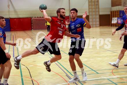 Handball. Cup. SVVW Klagenfurt gegen SC Ferlach. Godec Markus  (Klagenfurt), Besser Lukas Vinzenz   (Ferlach). Klagenfurt, am 5.11.2022.
Foto: Kuess


---
pressefotos, pressefotografie, kuess, qs, qspictures, sport, bild, bilder, bilddatenbank