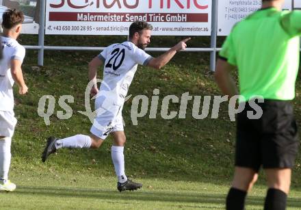 Fussball Kaerntner Liga. Koettmannsdorf gegen St. Jakob/Ros..  Torjubel Patrick Rene Striednig
 (Koettmannsdorf). KLagenfurt, am 5.11.2022.
Foto: Kuess

---
pressefotos, pressefotografie, kuess, qs, qspictures, sport, bild, bilder, bilddatenbank