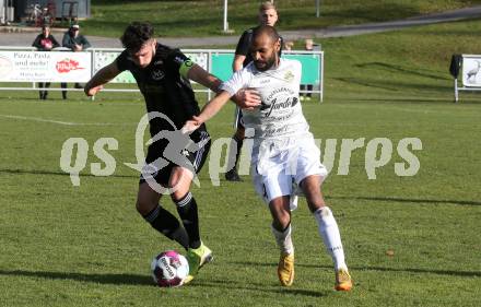 Fussball Kaerntner Liga. Koettmannsdorf gegen St. Jakob/Ros..  Tyrone Marcel Mc Cargo (Koettmannsdorf),  Manuel Alexander Schuettelkopf   (St. Jakob). Koettmannsdorf, am 5.11.2022.
Foto: Kuess

---
pressefotos, pressefotografie, kuess, qs, qspictures, sport, bild, bilder, bilddatenbank