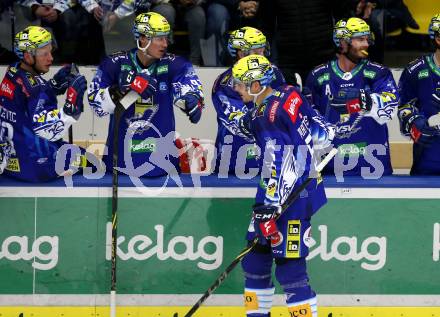 EBEL. Eishockey Bundesliga. EC VSV gegen HK SZ Olimpija. Torjubel Nicolas Rivett-Mattinen  (VSV). Villach, am 6.11.2022.
Foto: Kuess
www.qspictures.net
---
pressefotos, pressefotografie, kuess, qs, qspictures, sport, bild, bilder, bilddatenbank