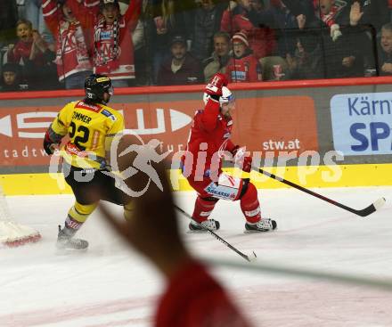 EBEL. Eishockey Bundesliga. EC KAC gegen  spusu Vienna Capitals. Torjubel Rihards Bukarts  (KAC). Klagenfurt, am 6.11.2022.
Foto: Kuess
www.qspictures.net
---
pressefotos, pressefotografie, kuess, qs, qspictures, sport, bild, bilder, bilddatenbank