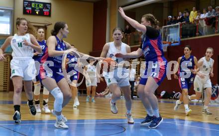 Basketball Damen. AUSTRIA CUP.  KOS Celovec Damen gegen UBSC-DBBC Graz.  Katarina Vukicevic (KOS),  Nina Krisper (Graz). Klagenfurt, 12.11.2022.
Foto: Kuess
---
pressefotos, pressefotografie, kuess, qs, qspictures, sport, bild, bilder, bilddatenbank