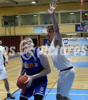 Basketball 2. Liga 2022/2023. Grunddurchgang 6. Runde.  KOS Celovec gegen  BBU Salzburg.    Andrej Blazevic (KOS),  Asdren Drew Koka (Salzburg). Klagenfurt, am 12.11.2022.
Foto: Kuess
www.qspictures.net
---
pressefotos, pressefotografie, kuess, qs, qspictures, sport, bild, bilder, bilddatenbank