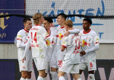 Fussball Bundesliga. SK Austria Klagenfurt gegen FC Red Bull Salzburg. Torjubel Benjamin Sesko (Salzburg). Klagenfurt, am 13.11.2022.
Foto: Kuess
---
pressefotos, pressefotografie, kuess, qs, qspictures, sport, bild, bilder, bilddatenbank