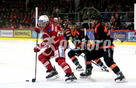 EBEL. Eishockey Bundesliga. EC KAC gegen  Moser Medical Graz99ers.  Kraus Nikolaus (KAC),    Kirchschlaeger Erik (Graz). Klagenfurt, am 15.11.2022.
Foto: Kuess
www.qspictures.net
---
pressefotos, pressefotografie, kuess, qs, qspictures, sport, bild, bilder, bilddatenbank