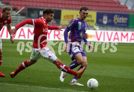 Fussball Woertherseecup. SK Austria Klagenfurt gegen GAK. Andrew Irving, (Austria Klagenfurt), Marco Gantschnig   (GAK). Klagenfurt, am 19.11.2022.
Foto: Kuess
---
pressefotos, pressefotografie, kuess, qs, qspictures, sport, bild, bilder, bilddatenbank