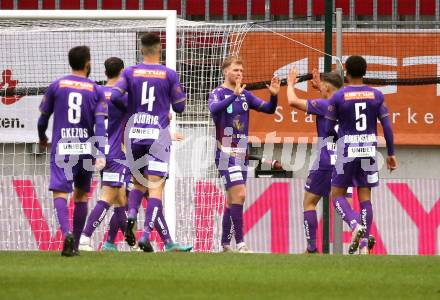 Fussball Woertherseecup. SK Austria Klagenfurt gegen GAK. Torjubel Jonas Arweiler (Austria) Klagenfurt, am 19.11.2022.
Foto: Kuess
---
pressefotos, pressefotografie, kuess, qs, qspictures, sport, bild, bilder, bilddatenbank