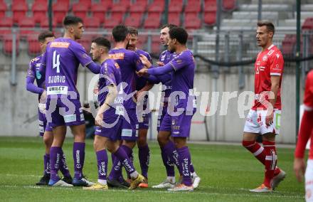 Fussball Woertherseecup. SK Austria Klagenfurt gegen GAK. Torjubel Christopher Wernitznig,  (Austria Klagenfurt). Klagenfurt, am 19.11.2022.
Foto: Kuess
---
pressefotos, pressefotografie, kuess, qs, qspictures, sport, bild, bilder, bilddatenbank