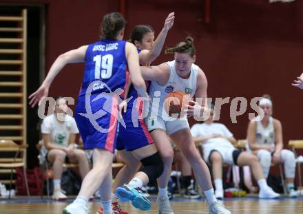 Basketball Damen Superliga. Grunddurchgang 7. Runde. KOS Celovec Damen gegen UBSC-DBBC Graz. Nikolina Sofric  (KOS),  Ajla Meskic (Graz). Klagenfurt, 20.11.2022.
Foto: Kuess
---
pressefotos, pressefotografie, kuess, qs, qspictures, sport, bild, bilder, bilddatenbank