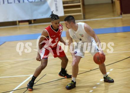 Basketball 2. Liga 2022/2023. Grunddurchgang 7. Runde.  KOS Celovec gegen  Upper Austrian Ballers.   Grega Sajevic (KOS),  Samuel Gatterbauer (Austrian Ballers). Klagenfurt, am 20.11.2022.
Foto: Kuess
www.qspictures.net
---
pressefotos, pressefotografie, kuess, qs, qspictures, sport, bild, bilder, bilddatenbank