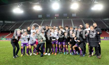 Fussball Woertherseecup. SK Austria Klagenfurt gegen 1860 Muenchen.  Jubel  (Austria Klagenfurt). Klagenfurt, 20.11.2022.
Foto: Kuess
---
pressefotos, pressefotografie, kuess, qs, qspictures, sport, bild, bilder, bilddatenbank