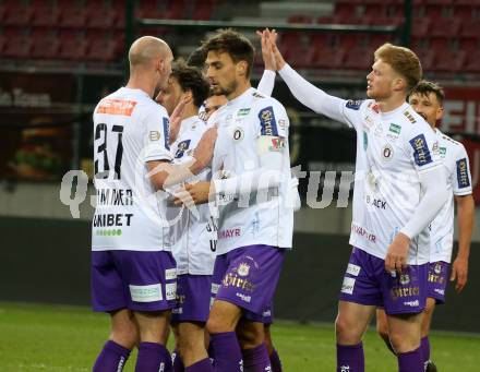 Fussball Woertherseecup. SK Austria Klagenfurt gegen 1860 Muenchen.  Torjubel Jonas Arweiler (Austria Klagenfurt). Klagenfurt, 20.11.2022.
Foto: Kuess
---
pressefotos, pressefotografie, kuess, qs, qspictures, sport, bild, bilder, bilddatenbank