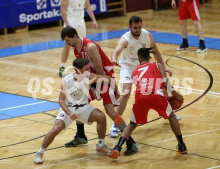 Basketball 2. Liga 2022/2023. Grunddurchgang 7. Runde.  KOS Celovec gegen  Upper Austrian Ballers.  Niklas Michel, Andi Shehu  (KOS),  Justin Sedlak, Samuel Gatterbauer (Austrian Ballers). Klagenfurt, am 20.11.2022.
Foto: Kuess
www.qspictures.net
---
pressefotos, pressefotografie, kuess, qs, qspictures, sport, bild, bilder, bilddatenbank