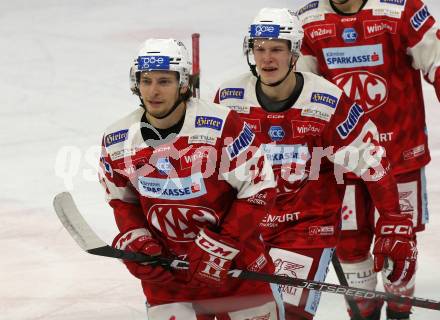 EBEL. Eishockey Bundesliga. EC KAC gegen  Salzburg.   David Maier, Tobias Sablattnig (KAC). Klagenfurt, am 9.12.2022.
Foto: Kuess
www.qspictures.net
---
pressefotos, pressefotografie, kuess, qs, qspictures, sport, bild, bilder, bilddatenbank