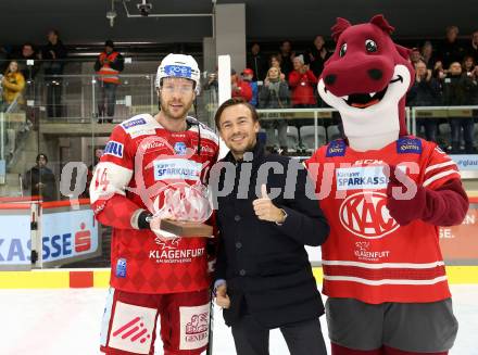 EBEL. Eishockey Bundesliga. EC KAC gegen  Salzburg.  Spieler des Abends Paul Postma (KAC). Klagenfurt, am 9.12.2022.
Foto: Kuess
www.qspictures.net
---
pressefotos, pressefotografie, kuess, qs, qspictures, sport, bild, bilder, bilddatenbank