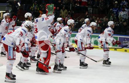 EBEL. Eishockey Bundesliga. VSV gegen KAC.  Jubel (KAC). Villach, am 20.12.2022.
Foto: Kuess
www.qspictures.net
---
pressefotos, pressefotografie, kuess, qs, qspictures, sport, bild, bilder, bilddatenbank