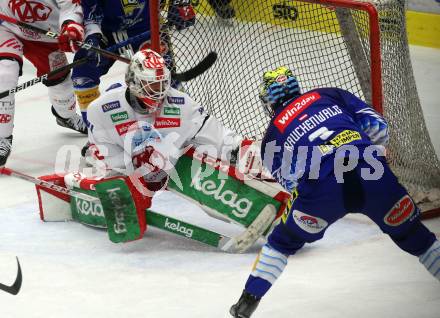 EBEL. Eishockey Bundesliga. VSV gegen KAC.  Alexander Rauchenwald, (VSV),   Sebastian Dahm  (KAC). Villach, am 20.12.2022.
Foto: Kuess
www.qspictures.net
---
pressefotos, pressefotografie, kuess, qs, qspictures, sport, bild, bilder, bilddatenbank