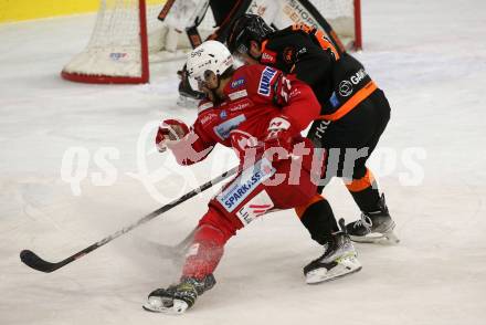 EBEL. Eishockey Bundesliga. EC KAC gegen  Moser Medical Graz99ers. Fabian Hochegger,   (KAC),  Jacob Pfeffer  (Graz). Klagenfurt, am 23.12.2022.
Foto: Kuess
www.qspictures.net
---
pressefotos, pressefotografie, kuess, qs, qspictures, sport, bild, bilder, bilddatenbank