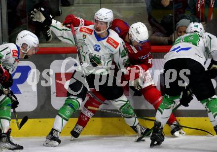 EBEL. Eishockey Bundesliga. EC KAC gegen  HK SZ Olimpija Ljubljana. Jesper Jensen Aabo,  (KAC),   Christopher Dodero  (Ljubljana). Klagenfurt, am 3.1.2023.
Foto: Kuess
www.qspictures.net
---
pressefotos, pressefotografie, kuess, qs, qspictures, sport, bild, bilder, bilddatenbank