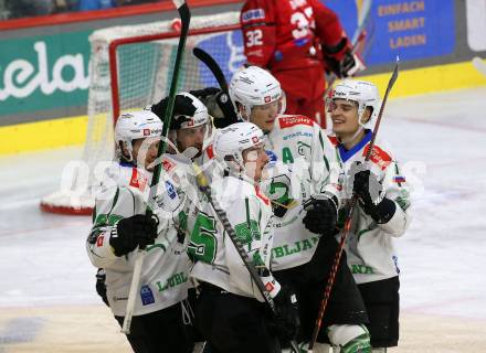 EBEL. Eishockey Bundesliga. EC KAC gegen  HK SZ Olimpija Ljubljana.  Torjubel Olimpija  (Ljubljana). Klagenfurt, am 3.1.2023.
Foto: Kuess
www.qspictures.net
---
pressefotos, pressefotografie, kuess, qs, qspictures, sport, bild, bilder, bilddatenbank