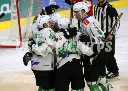 EBEL. Eishockey Bundesliga. EC KAC gegen  HK SZ Olimpija Ljubljana.  Torjubel Olimpija (Ljubljana). Klagenfurt, am 3.1.2023.
Foto: Kuess
www.qspictures.net
---
pressefotos, pressefotografie, kuess, qs, qspictures, sport, bild, bilder, bilddatenbank