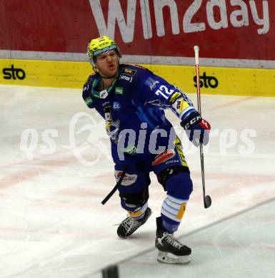 EBEL. Eishockey Bundesliga. EC VSV gegen BEMER Pioneers Vorarlberg.   Torjubel John Hughes  (VSV). Villach, am 8.1.2023
Foto: Kuess
www.qspictures.net
---
pressefotos, pressefotografie, kuess, qs, qspictures, sport, bild, bilder, bilddatenbank