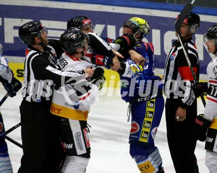 EBEL. Eishockey Bundesliga. EC VSV gegen BEMER Pioneers Vorarlberg.   Marco Richter,   (VSV),  Aron Summer  (Vorarlberg). Villach, am 8.1.2023
Foto: Kuess
www.qspictures.net
---
pressefotos, pressefotografie, kuess, qs, qspictures, sport, bild, bilder, bilddatenbank