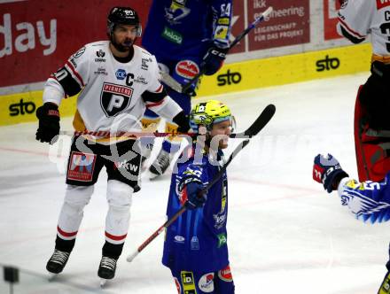 EBEL. Eishockey Bundesliga. EC VSV gegen BEMER Pioneers Vorarlberg.  Torjubel John Hughes   (VSV). Villach, am 8.1.2023
Foto: Kuess
www.qspictures.net
---
pressefotos, pressefotografie, kuess, qs, qspictures, sport, bild, bilder, bilddatenbank